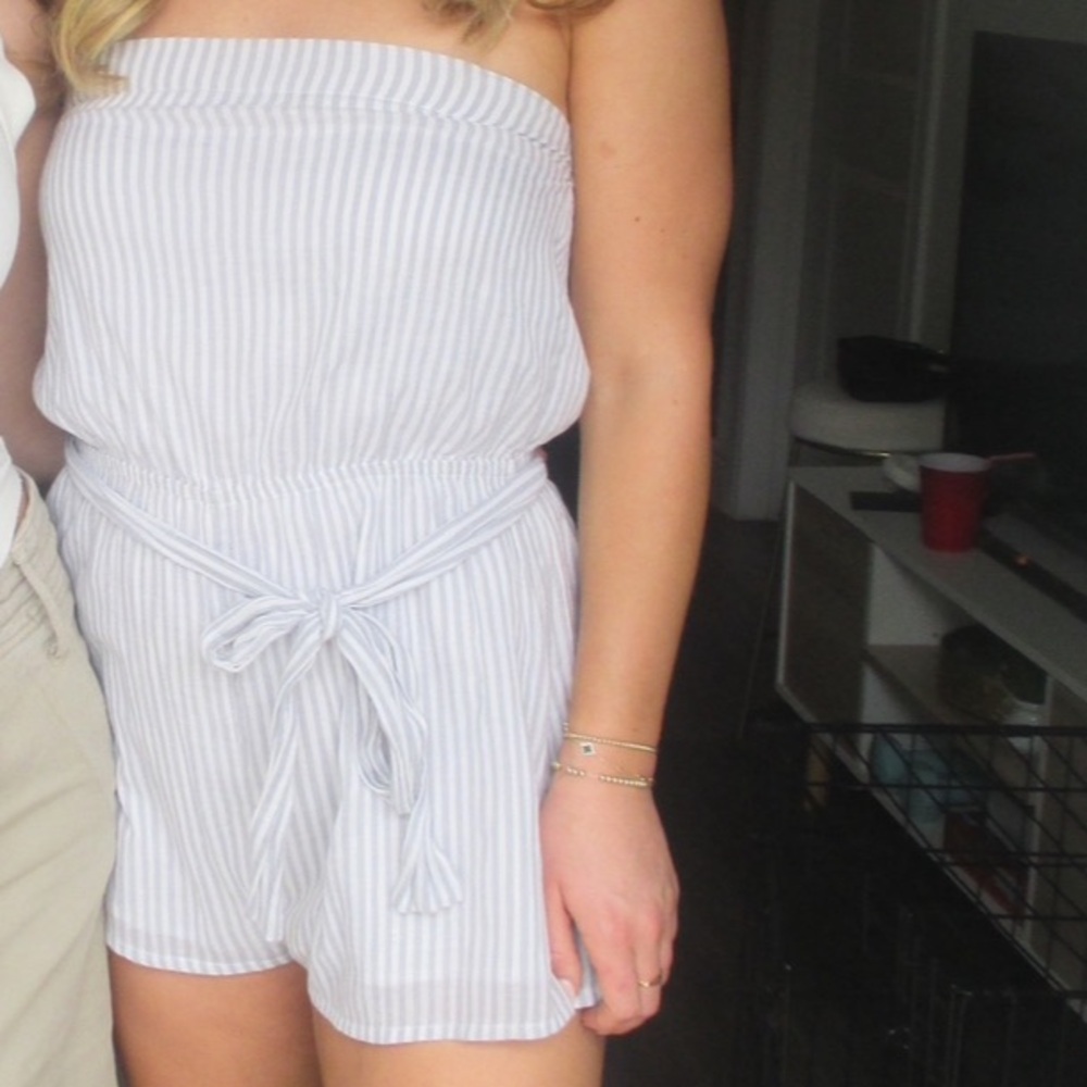 Striped Strapless Jumpsuit